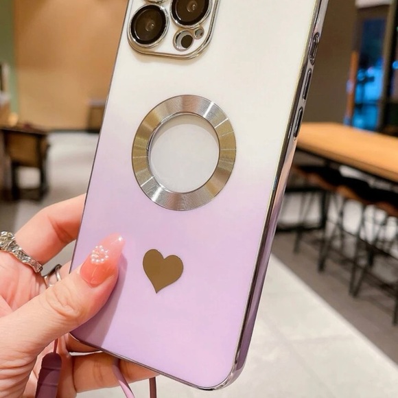 iPhone 14 Promax cute colorful summer Heart Print Phone Case With Lanyard - Picture 9 of 12